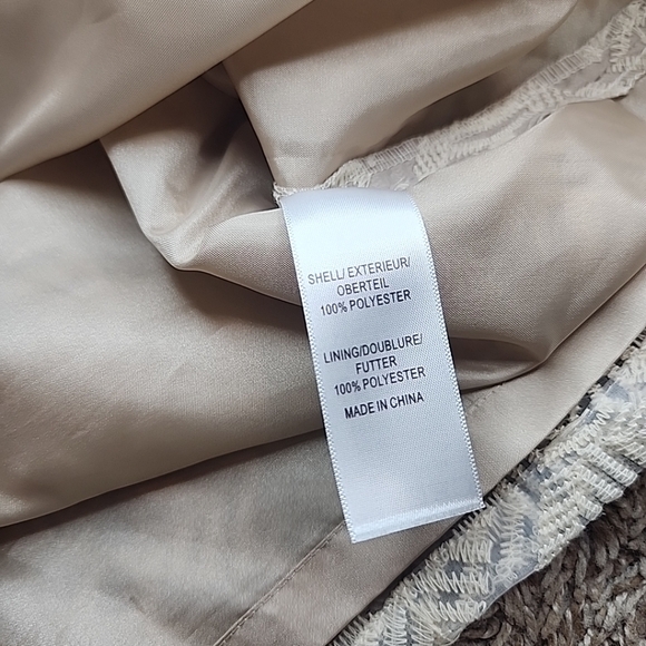 Adrianna Papell Lightweight Cream Embroidered Dress With Beige Lining Size 4 - Picture 6 of 10